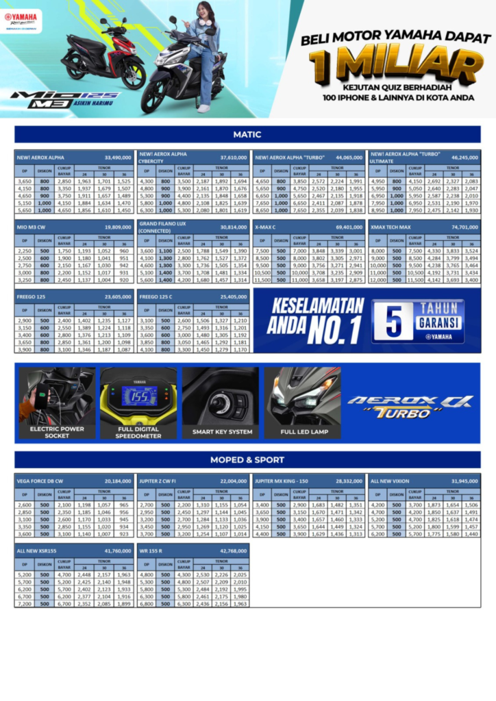 daftar harga yamaha