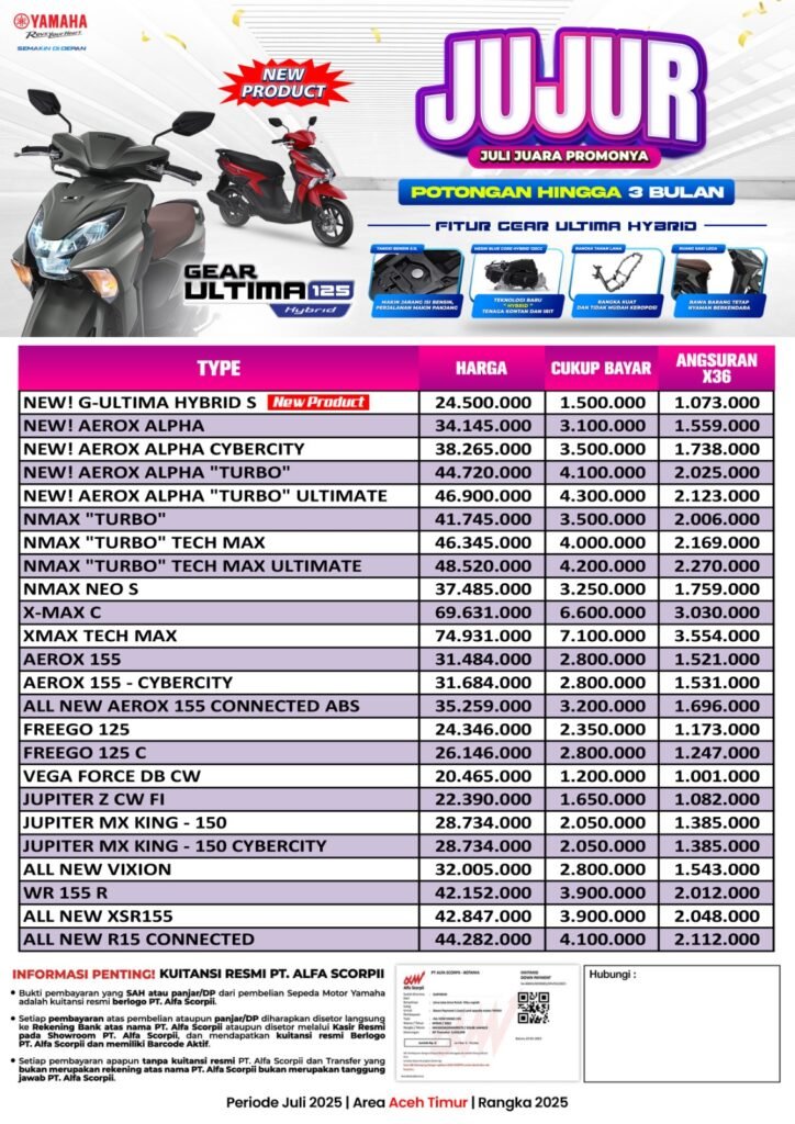 daftar harga yamaha aceh